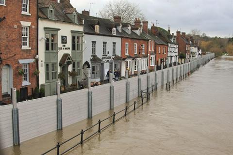 row of houses with flood protection